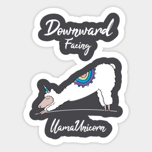 Downward Facing Llama Unicorn Sticker